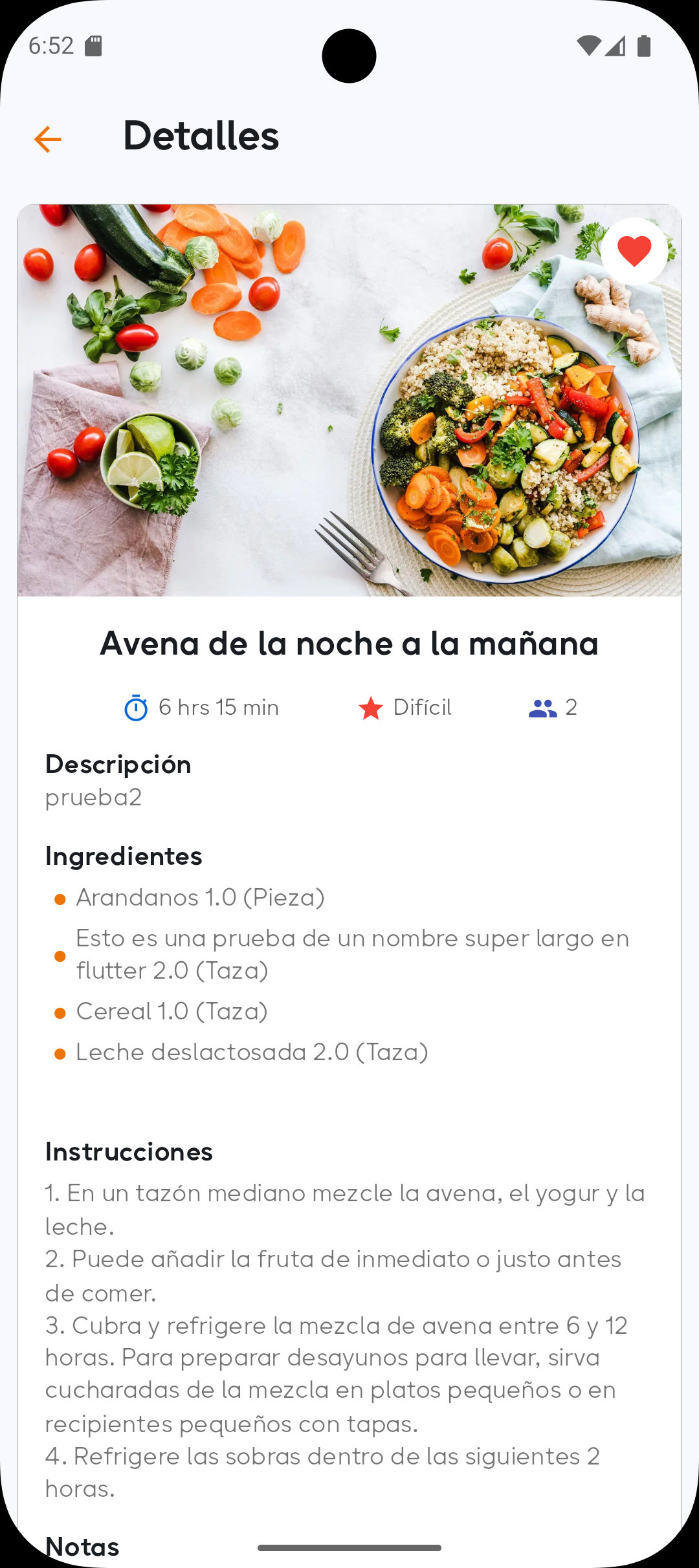 Aplicación de recetas